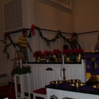 Garland hanging around the choir loft.